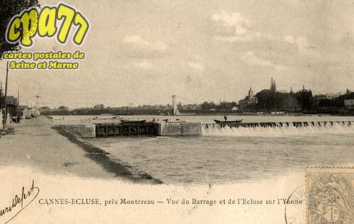 Cannes écluse - Vue du Barrage et de l'Ecluse sur l'Yonne