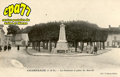 Champeaux - La Fontaine et place du March