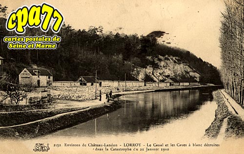 Chteau Landon - LORROY - Le Canal et les Caves  blanc dtruites dans la Catastrophe du 21 Janvier 1910