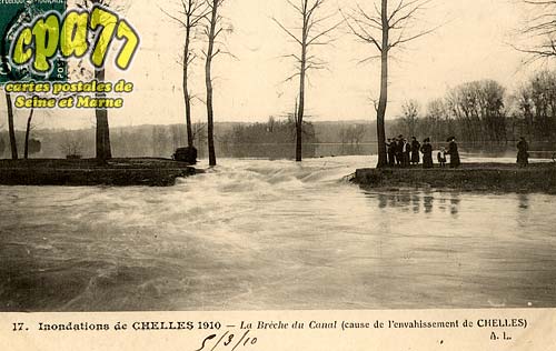 Chelles - Inondations de Chelles 1910 - La Brche du Canal (cause de l'envahissement de Chelles)