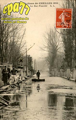 Chelles - Inondations de Chelles 1910 - La Rue Poncelet
