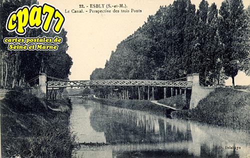 Esbly - Le Canal - Perspective des trois Ponts