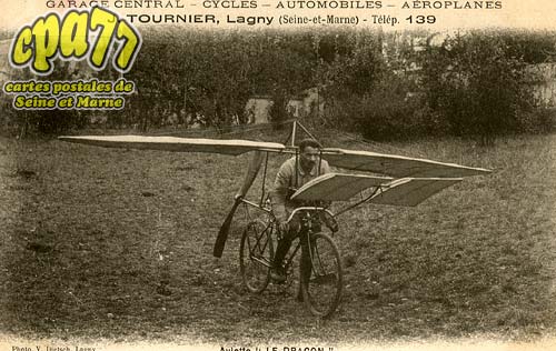 Lagny Sur Marne - Garage central - Cycles - Automobiles - Aroplanes - J.Tournier, Lagny (Seine-et-Marne) - Tlp. 139 - Aviette 