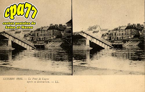 Lagny Sur Marne - Guerre de 1914 - Le Pont, aprs sa destruction