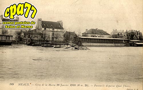 Meaux - Crue de la Marne 26 Janvier 1910 (6m20) - Passerelle disparue Quai Thiers