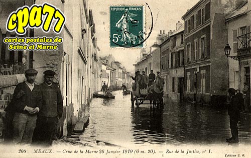 Meaux - Crue de la Marne 26 Janvier 1910 (6,20m) - Rue de la Justice N 1