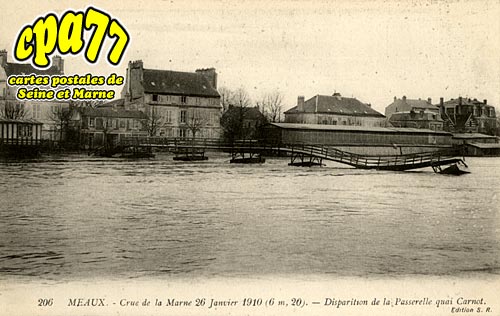 Meaux - Crue de la Marne 26 Janvier 1910 (6,20m) - Disparition de la Passerelle quai Carnot