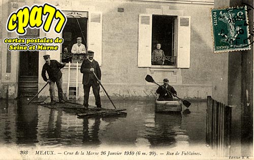 Meaux - Crue de la Marne 26 Janvier 1910 (6,20m) - Rue de Fublaines