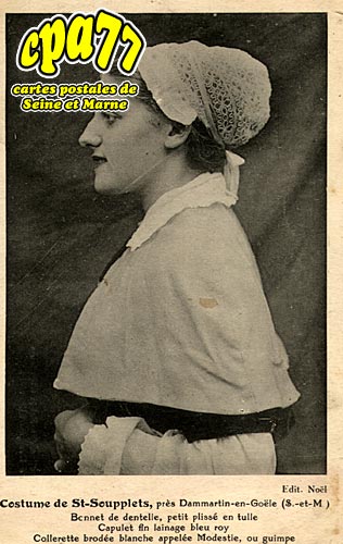 Meaux - Costume de St-Soupplets - Bonnet de dentelle, petit pliss en tulle