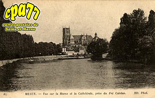 Meaux - Vue sur la Marne et la Cathdrale, prise du Pr-Catelan