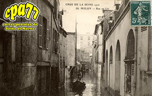 Melun - Crue de la Seine 1910 - Rue au Lin