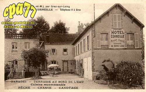 Moncourt Fromonville - Montcourt, par Grez-sur-Loing - Htel Corneille - Tlphone 8  Grez - Garage - Terrasse au bord de l'eau - Cuisine recommande - Pche - Chasse - Canotage