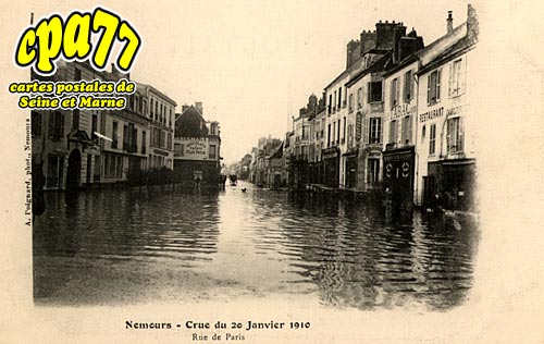 Nemours - Crue du 20 Janvier 1910 - Rue de Paris