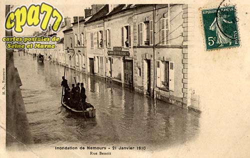 Nemours - Inondation de Nemours - 21 Janvier 1910 - Rue Benot