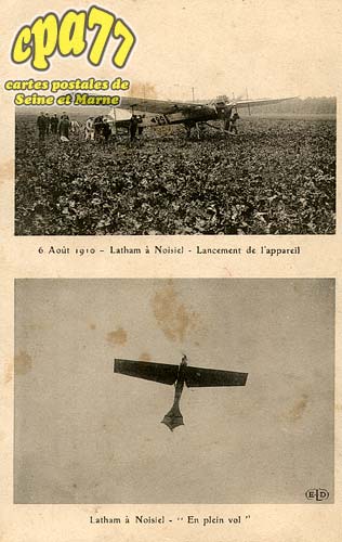 Noisiel - 6 Aot 1910 - Latham  Noisiel - Lancement de l'appareil - Latham  Noisiel - 