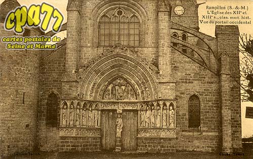 Rampillon - L'Eglise des XIIe et XIIIe s., clas. Mon. Hist. - Vue du portail occidental