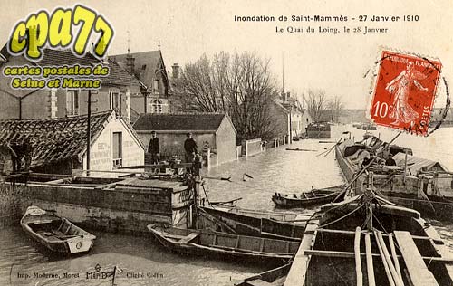 St Mamms - Inondation de Saint-Mamms - 27 Janvier 1910 - Le Quai du Loing, le 28 Janvier