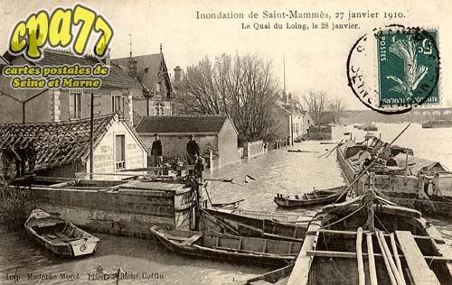 St Mamms - Innondation de Saint-Mamms, 27 Janvier 1910 - Le Quai du Loing, le 28 Janvier