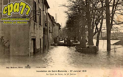 St Mamms - Innondation de Saint-Mamms - 27 Janvier 1910 - Le Quai de Seine, le 28 Janvier