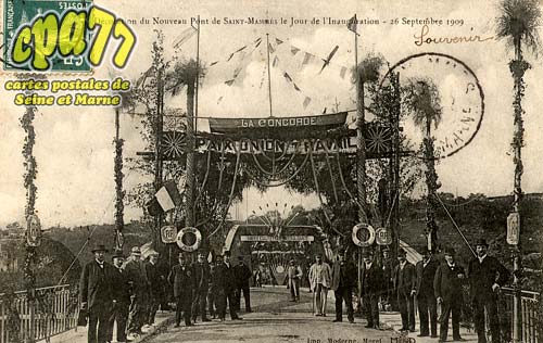St Mamms - Dcoration du nouveau Pont de Saint-Mamms le Jour de l'Inauguration - 26 Septembre 1909