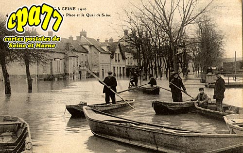 St Mamms - Crue de la Seine 1910 - La Place et le Quai de Seine