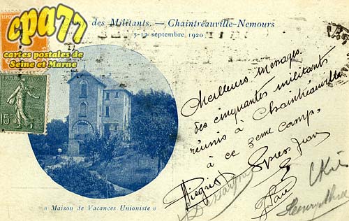 St Pierre Ls Nemours - Camp des Militants - 3-12 Septembre 1920 - Maison de Vacances Unioniste