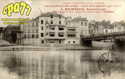 Thorigny Sur Marne - Grand Htel Bellevue - Caf Restaurant (prs la Gare) - A. Bourgeois, Propritaire - Djeuners et Dners - Salons de 120 Couverts - Tlphone