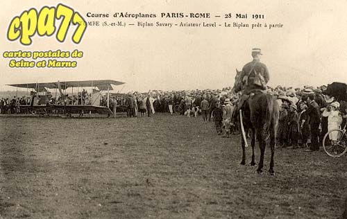 La Tombe - Courses d'aroplanes Paris-Rome - 28 Mai 1911 - Biplan Savary - Aviateur Level - Le Biplan prt  partir