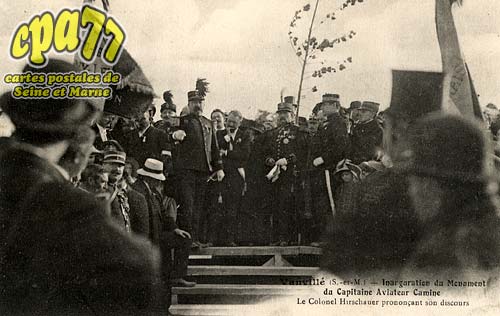 Vanvill - Inauguration du Monument du Capitaine Aviateur Camine - Le Colonel Hirschauer prononant son discours